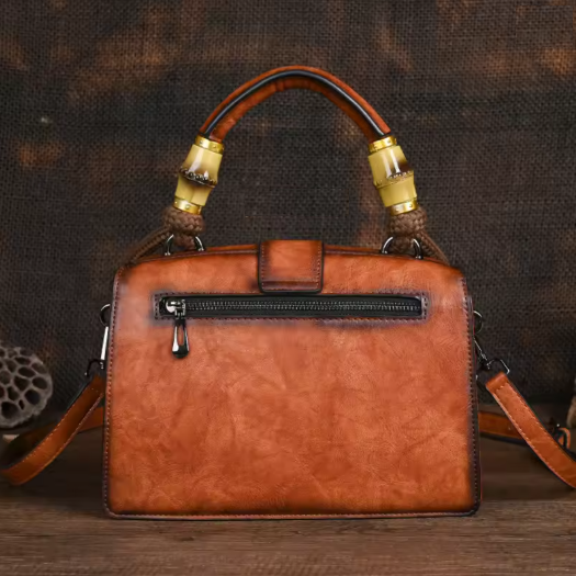 Sac à main en cuir PU pour femme, sac à bandoulière vintage, sac à main gaufré initié, grande capacité, fait main