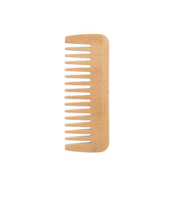 Peigne à dents larges en bois bambou pour les cheveux bouclés ou ondulés,
