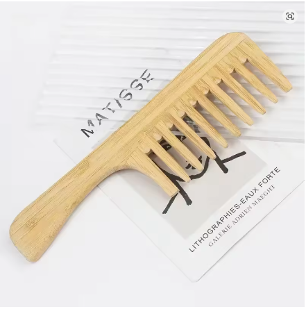 Peigne Bois Bambou a dent a large tout type de cheveux démêlant