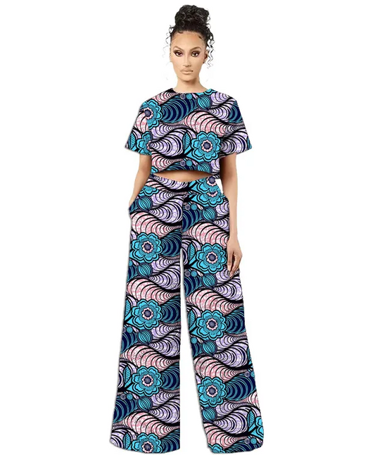 Vêtements africains d'été pour femmes, Mini hauts Crop Top, pantalons Large