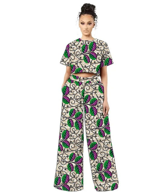Vêtements africains d'été pour femmes, Mini hauts Crop Top, pantalons Large
